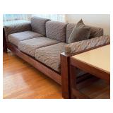 LR - Scarpa 1967 Knoll-Inspired Walnut 4-Piece Modular Sofa Set (Sofa, Chair, Tables)