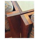 LR - Scarpa 1967 Knoll-Inspired Walnut 4-Piece Modular Sofa Set (Sofa, Chair, Tables)