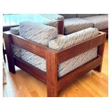 LR - Scarpa 1967 Knoll-Inspired Walnut 4-Piece Modular Sofa Set (Sofa, Chair, Tables)