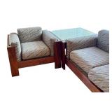 LR - Scarpa 1967 Knoll-Inspired Walnut 4-Piece Modular Sofa Set (Sofa, Chair, Tables)