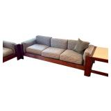LR - Scarpa 1967 Knoll-Inspired Walnut 4-Piece Modular Sofa Set (Sofa, Chair, Tables)