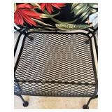 G - Three-Piece Outdoor Patio Set with Floral Cushions - Metal Mesh Chairs & Round Table