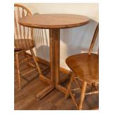 LLR - Oak Pub Height Table and 2 Swivel Stools