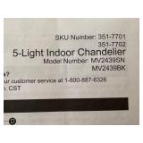 K - Patriot Lighting 5-Light Indoor Chandelier MV2439SN Satin Nickel Finish
