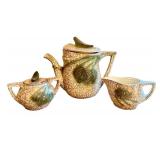 K1 - McCoy Pottery Grecian Pattern Crackle Glaze Teapots - Pattern 453, 24K Gold Trim