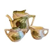 K1 - McCoy Pottery Grecian Pattern Crackle Glaze Teapots - Pattern 453, 24K Gold Trim