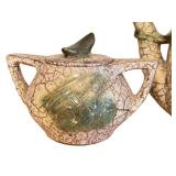 K1 - McCoy Pottery Grecian Pattern Crackle Glaze Teapots - Pattern 453, 24K Gold Trim