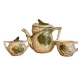 K1 - McCoy Pottery Grecian Pattern Crackle Glaze Teapots - Pattern 453, 24K Gold Trim