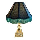 K - Vintage Boudoir Lamp - 13 Inches, Glass Base, Damask Shade