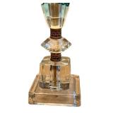 K - Vintage Boudoir Lamp - 13 Inches, Glass Base, Damask Shade