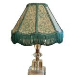 K - Vintage Boudoir Lamp - 13 Inches, Glass Base, Damask Shade