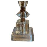 K - Vintage Boudoir Lamp - 13 Inches, Glass Base, Damask Shade