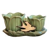 K1 - McCoy Vintage Double Swallow Flower Pot Planter - Green Celadon Glaze