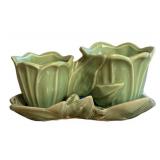 K1 - McCoy Vintage Double Swallow Flower Pot Planter - Green Celadon Glaze