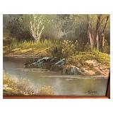 K - Vintage Landscape Oil Painting - Signed Rossi, Framed 25 by 21.5 Inches
