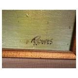 K - Vintage Landscape Oil Painting - Signed Rossi, Framed 25 by 21.5 Inches