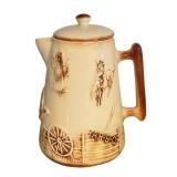 LR - Vintage McCoy El Rancho Western Pattern Coffee Pot & Mugs Set