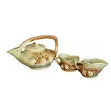 K2 - Vintage McCoy Pine Cone Tea Set - Teapot With Lid & Cups, 1940s Brown & Green Glaze