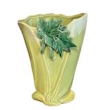 K - Vintage McCoy Floraline Spiral Vase - McCoy Basketweave Planter - McCoy Rustic Leaf Vase (Lot of 3)