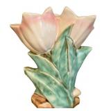 K - Vintage McCoy Lily Bud Tulip Vase, Double Tulip Vase & Swan Figurine Vase (Lot of 3)