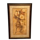 K - Framed Floral Still-Life Print of White Roses in Ornate Frame