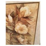 K - Framed Floral Still-Life Print of White Roses in Ornate Frame