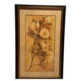 K - Framed Floral Still-Life Print of White Roses in Ornate Frame