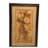 K - Framed Floral Still-Life Print of White Roses in Ornate Frame