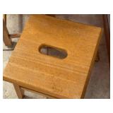 K - Two Oak Stools - 24-Inch Round-Seat Stool (12.5 Dia) & 12-Inch Square-Seat Stool (11x11)