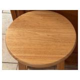 K - Two Oak Stools - 24-Inch Round-Seat Stool (12.5 Dia) & 12-Inch Square-Seat Stool (11x11)