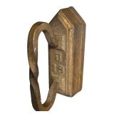 K - McCoy Pottery Match Holder, Vintage Glazed Covered Dish & Antique Iron Door Stop (Lot of 3)