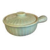 K - McCoy Pottery Match Holder, Vintage Glazed Covered Dish & Antique Iron Door Stop (Lot of 3)