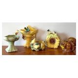 LLR - McCoy Pottery Vintage Bird & Squirrel Planters, Wall Pockets & Bird Bath (Lot of 5)