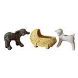LLR - Nelson McCoy Lamb Planters & Baby Bassinet Flower Planter - Vintage McCoy Pottery (Lot of 3)
