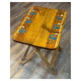 LLR - Hand Painted County Scene Wooden Folding Table Tray