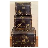 LLR - Decorative Nesting Trunks - Bird Motif Lacquer Finish