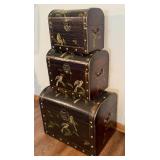 LLR - Decorative Nesting Trunks - Bird Motif Lacquer Finish