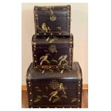 LLR - Decorative Nesting Trunks - Bird Motif Lacquer Finish
