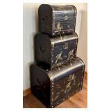 LLR - Decorative Nesting Trunks - Bird Motif Lacquer Finish