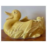 LLR - Vintage McCoy Pottery Harmony Line Pedestal Planter, Duck Planter & Nelson McCoy Open Hands Dish (Lot of 3)