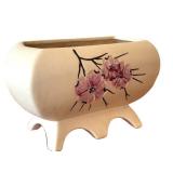 LLR - Vintage McCoy Pottery Springwood Line Footed Planter - Cherry Blossom Floral Design