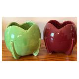 LLR - McCoy Vintage Pottery Planter Lot - Green Fan Planter & Two Tulip Shaped Planters
