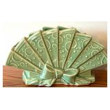 LLR - McCoy Vintage Pottery Planter Lot - Green Fan Planter & Two Tulip Shaped Planters