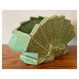 LLR - McCoy Vintage Pottery Planter Lot - Green Fan Planter & Two Tulip Shaped Planters