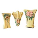 LLR - McCoy Blossom Time Wall Pocket & Vases (Lot of 3) - Vintage 1940s-1950s