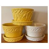 LLR - McCoy Pottery Planters - Greek Key Pattern (2) & Leaf & Berry Pattern (1)