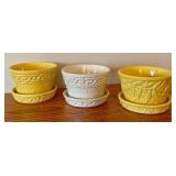 LLR - McCoy Pottery Planters - Greek Key Pattern (2) & Leaf & Berry Pattern (1)