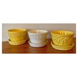 LLR - McCoy Pottery Planters - Greek Key Pattern (2) & Leaf & Berry Pattern (1)