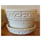 LLR - McCoy Pottery Planters - Greek Key Pattern (2) & Leaf & Berry Pattern (1)