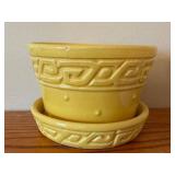 LLR - McCoy Pottery Planters - Greek Key Pattern (2) & Leaf & Berry Pattern (1)